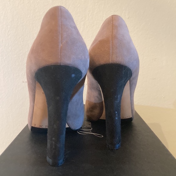NEW gray suede black cap-toe two-tone LK Bennett Mara heels size 36 - Picture 4 of 10